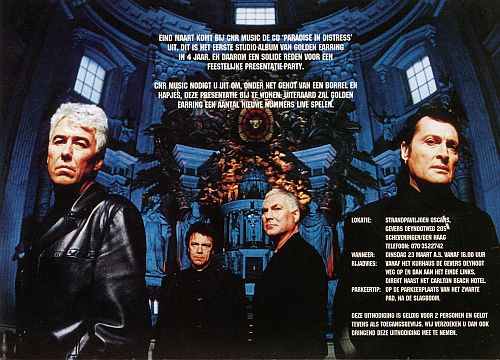 Golden Earring Paradise in Distress cd press presentation invitation back